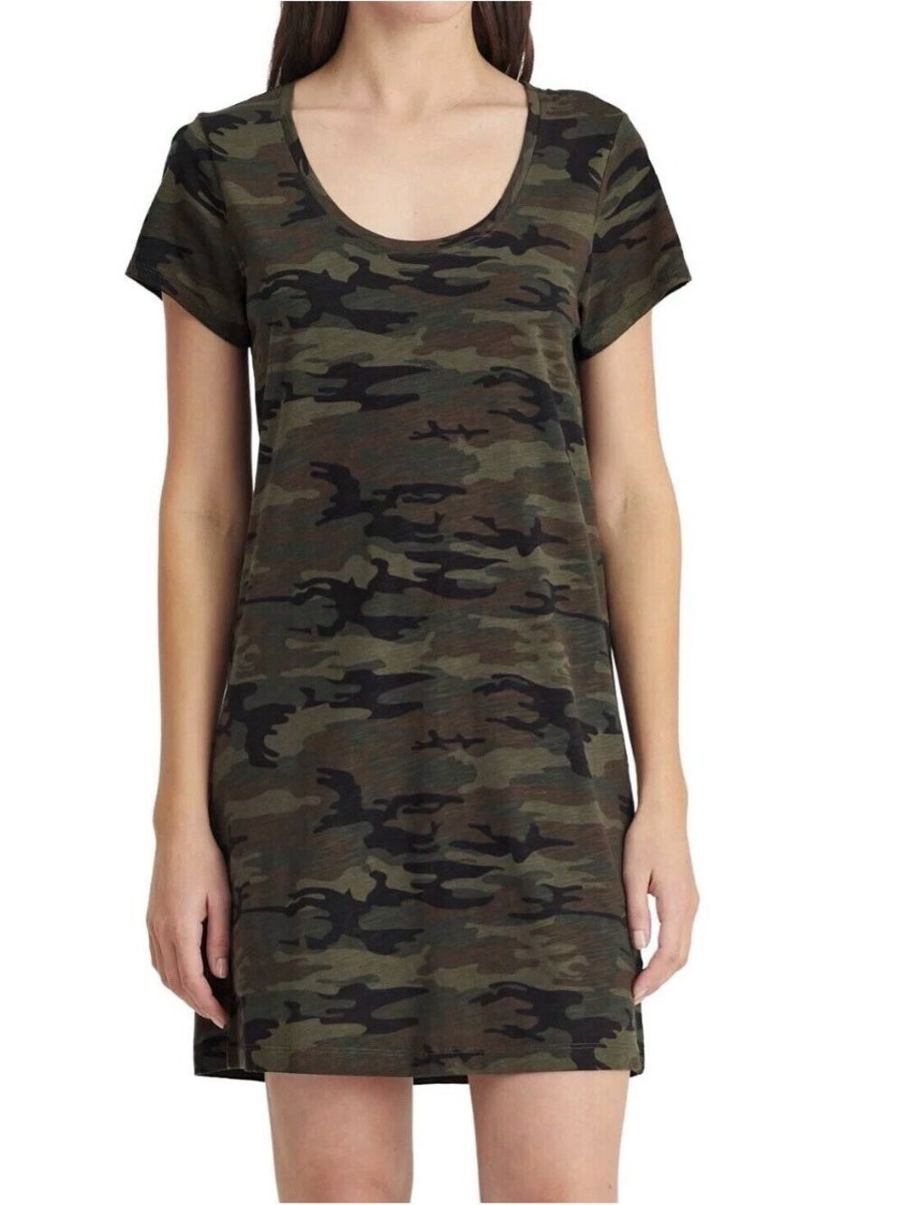 Social Standard by Sanctuary Camo Scoop Neck T-Shirt Dress Cotton/Rayon